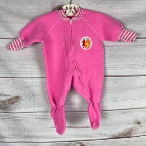 Vintage Kent Sleep N Play 6 Months Fleece Zip Footed Pajamas Pink Musical